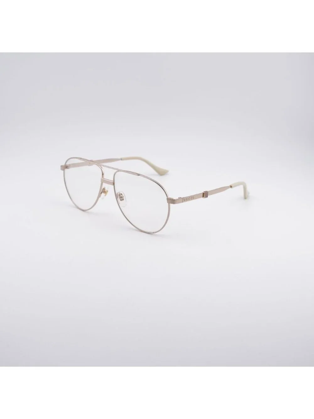 Gucci GG1440S 005 Sunglasses Gold Aviator Frame, Clear Lenses